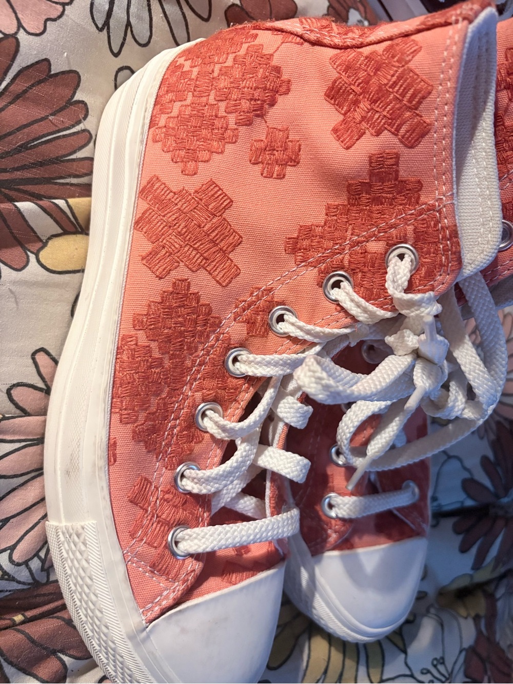 Converse Coral Pink High-Top Canvas Sneakers